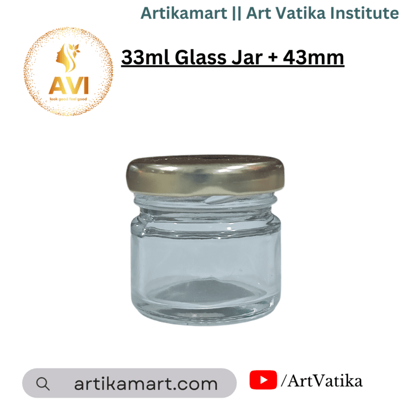 33ml Glass Jar + 43mm Golden Lug cap 33ml Glass Jar + 43mm Golden Lug cap
