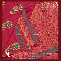 HAND PAINTED PURE KANCHIVARAM SOFT SILK SAREE  CUSSSIL23504