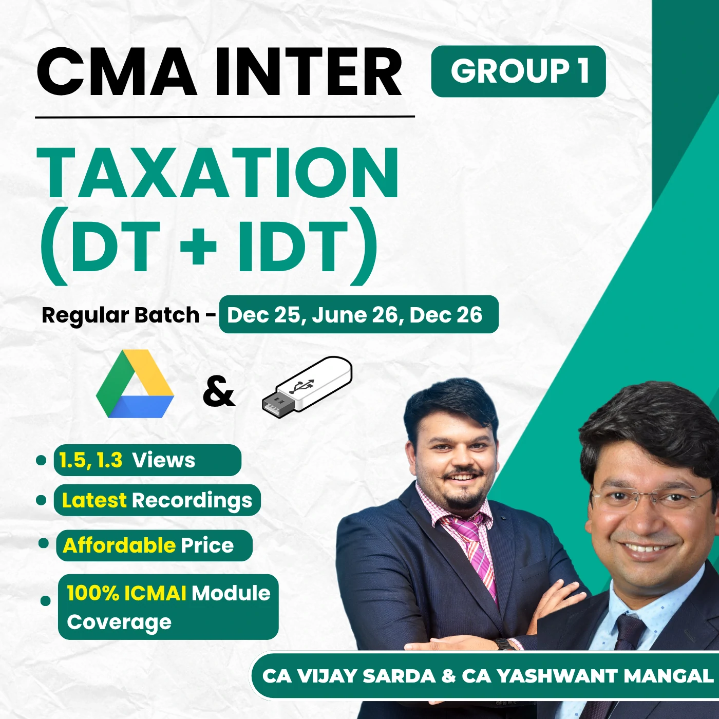 CMA Inter Taxation (Group 1) By CA Yashvant Mangal and CA Vijay Sarda