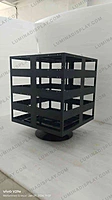 Four-sided LED cube cabinet 640 mm per side in powder-coated GI, hanging display – Lumina
