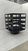 Four-sided LED cube cabinet 640 mm per side in powder-coated GI, hanging display – Lumina