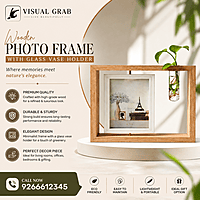 Wooden Photo Frame With Glass Vase Holder