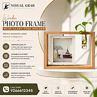 Wooden Photo Frame With Glass Vase Holder