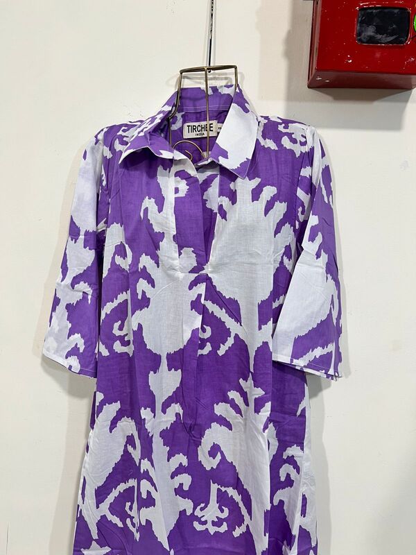 Rajni’s Easy Shirt Dress - Purple & White