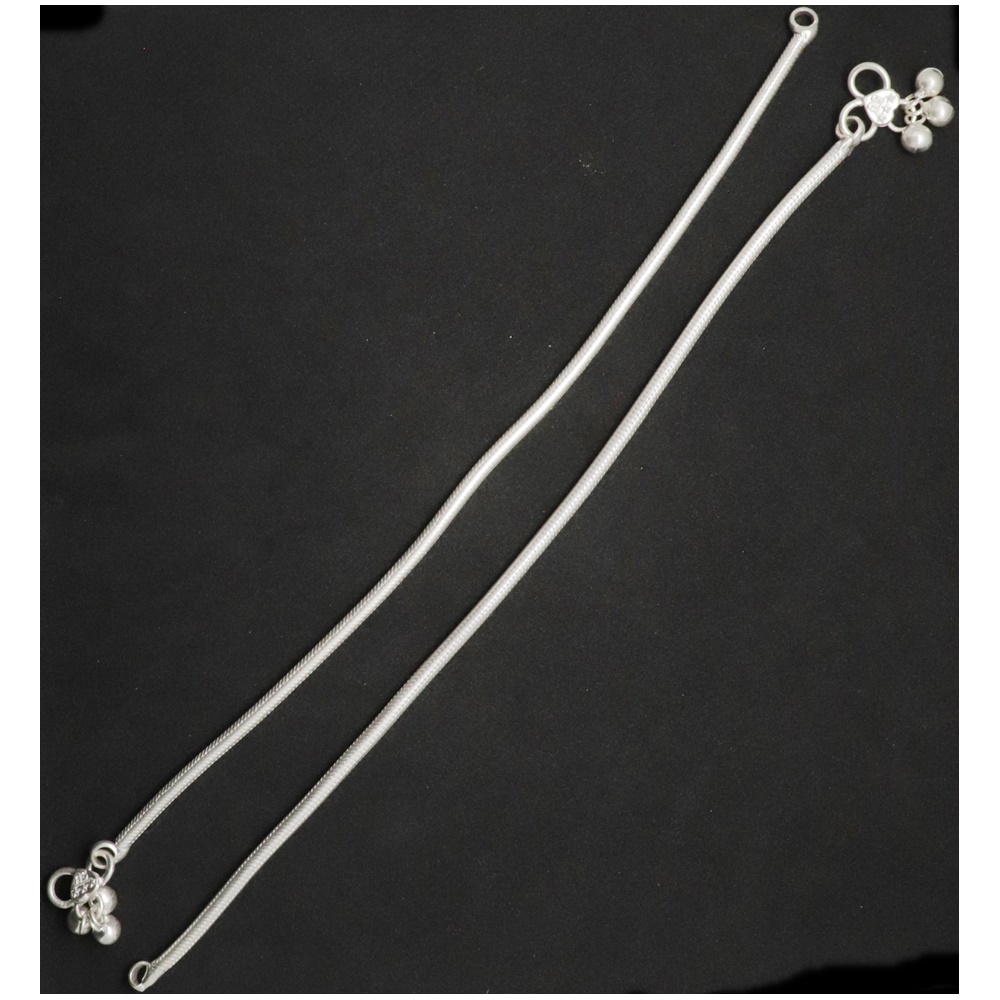 Silver Anklet Payal Jewelry for Girls Size 9. 5Inches