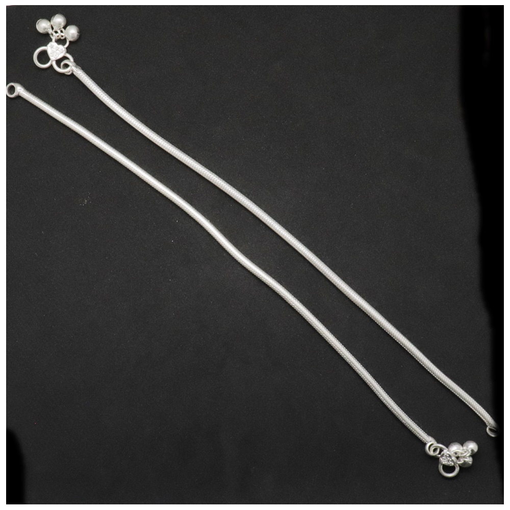 Silver Anklet Payal Jewelry for Girls Size 9. 5Inches