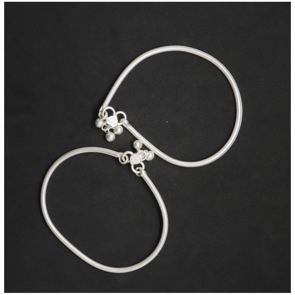 Silver Anklet Payal Jewelry for Girls Size 9. 5Inches