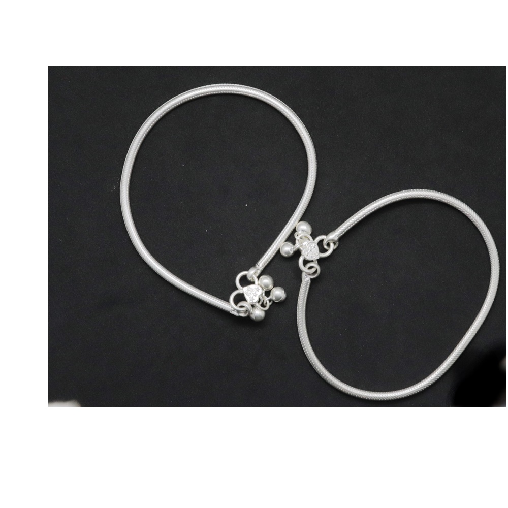 Silver Anklet Payal Jewelry for Girls Size 9. 5Inches