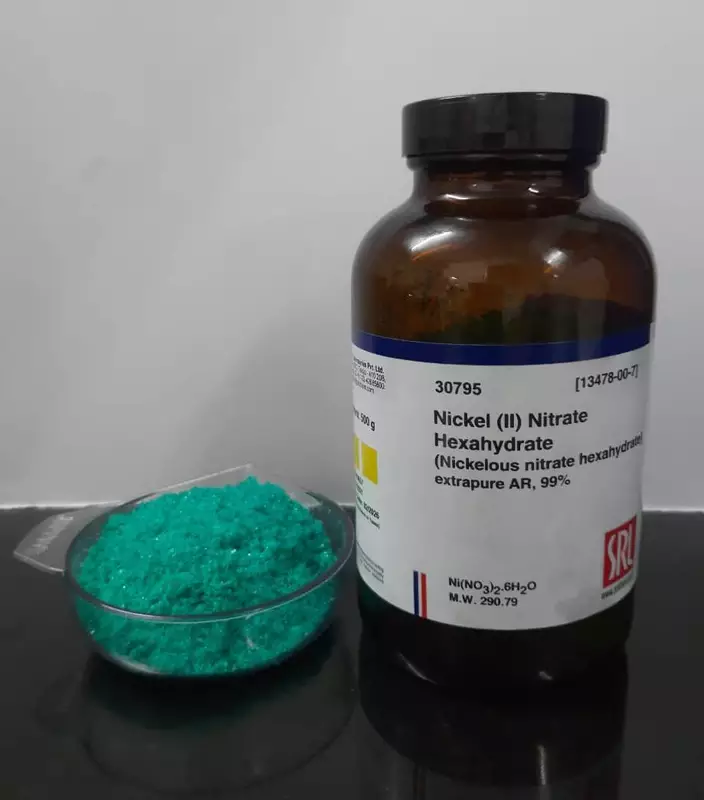 Nickel (II) Nitrate 250gm Hexahydrate extrapure AR, 99% SRL
