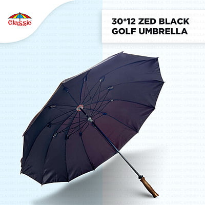 30inch Zed Black Golf Umbrella (Pack of 6pcs) | 8Tar- INR 190/piece | 12Tar - INR 255/piece