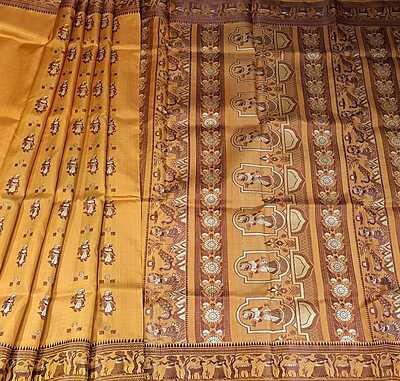 Figure motif Baluchari Color Golden mustard
