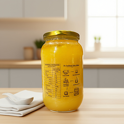 Golden Barkat Desi Cow Ghee 1Ltr - Glass Jar