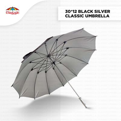 30inch Black Silver Classic Golf Umbrella