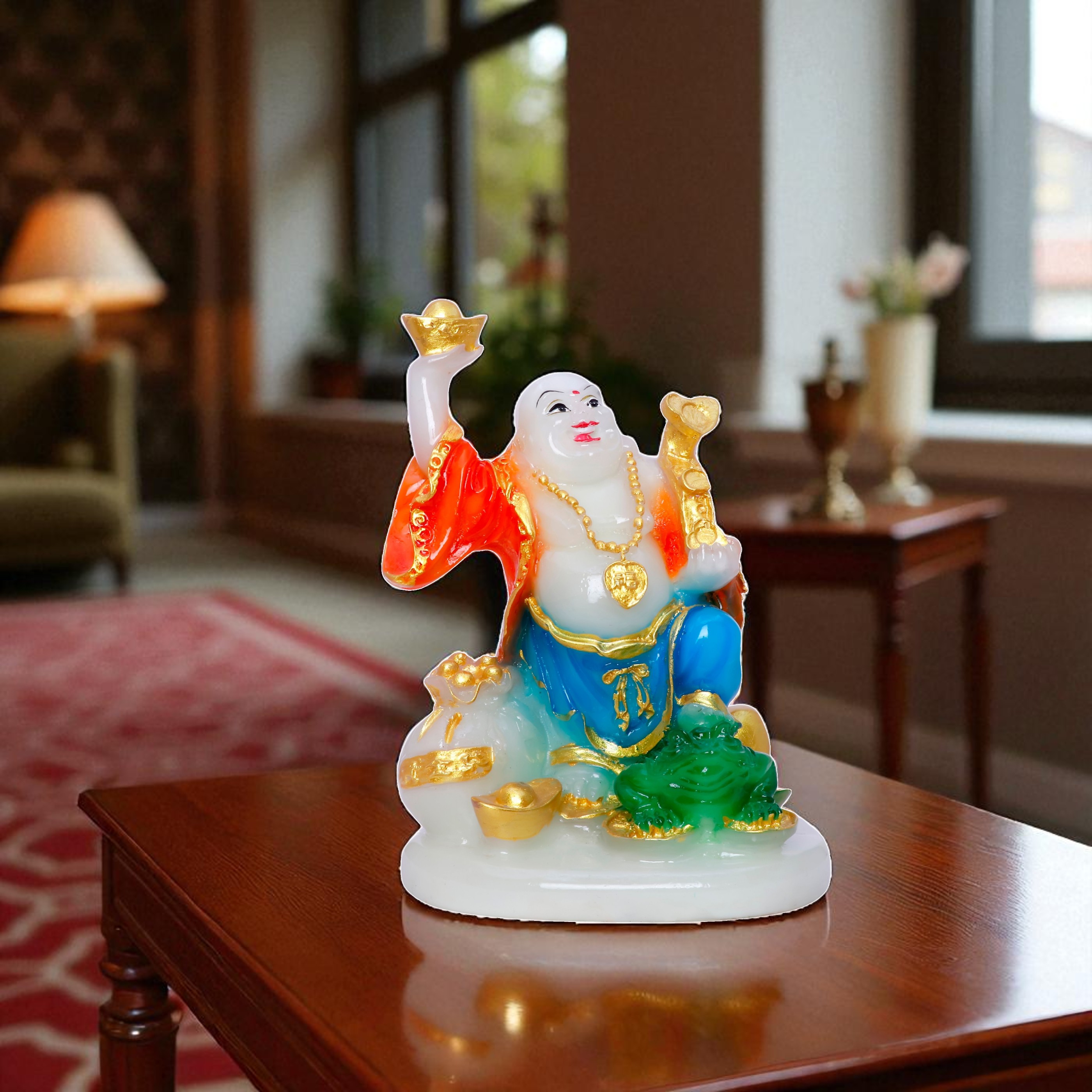 Colorful Laughing Buddha Statue  (Polyresin) - 7.5 Inch