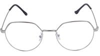 Female Oversized Spectacle Frames. Transparent ARC Lens. Silver Color Metal Frame.
