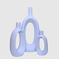 Oval-Shaped Flower Vases for Home Decor, Set of 3 (White) Polyresin – 9.5 Inch