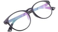 Unisex Oversized Round Spectacle Frame. Glossy Black Color Frame. Transparent ARC Lens.