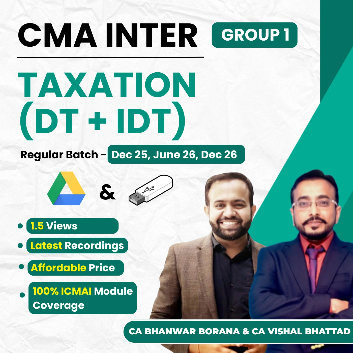 CMA Inter Taxation (Group 1) By CA Vishal Bhattad and CA Bhanwar Borana