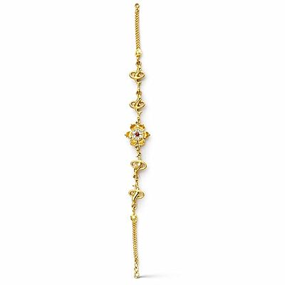 Impon Gold Plated Floral Bracelet for Women | Adjustable Hand Chain with Stone | Elegant Daily Wear Gold Finish Jewelry