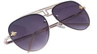Unisex Large Aviator Sunglasses. Gradient & See Through Black Color Lens.
