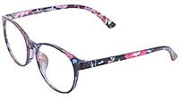 Soigné Female Oversize Round Spectacle Frame. Multicolor
