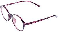 Unisex Round Thin Medium Spectacle Frame. Red & Transparent Frame