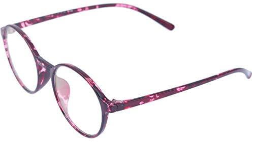 Unisex Round Thin Medium Spectacle Frame. Red & Transparent Frame
