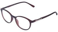 Unisex Round Medium Spectacle Frame. Matte Brown Color Frame. Transparent ARC Lens.