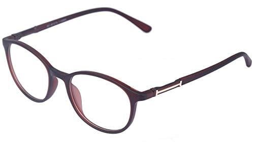 Unisex Round Medium Spectacle Frame. Matte Brown Color Frame. Transparent ARC Lens.