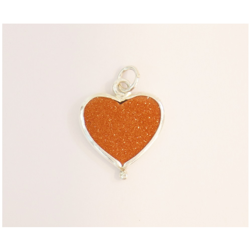 silver heart stone pendant