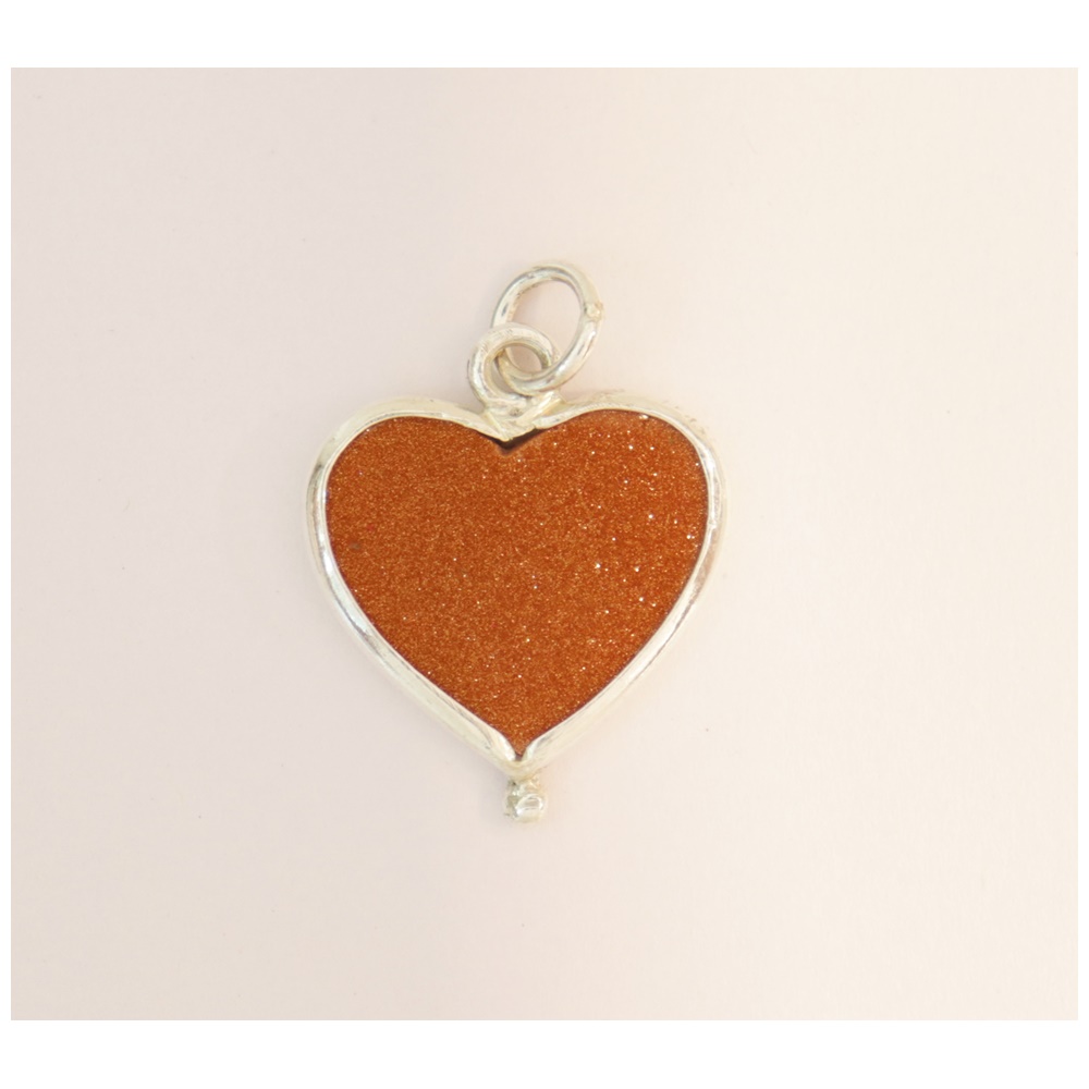 silver heart stone pendant