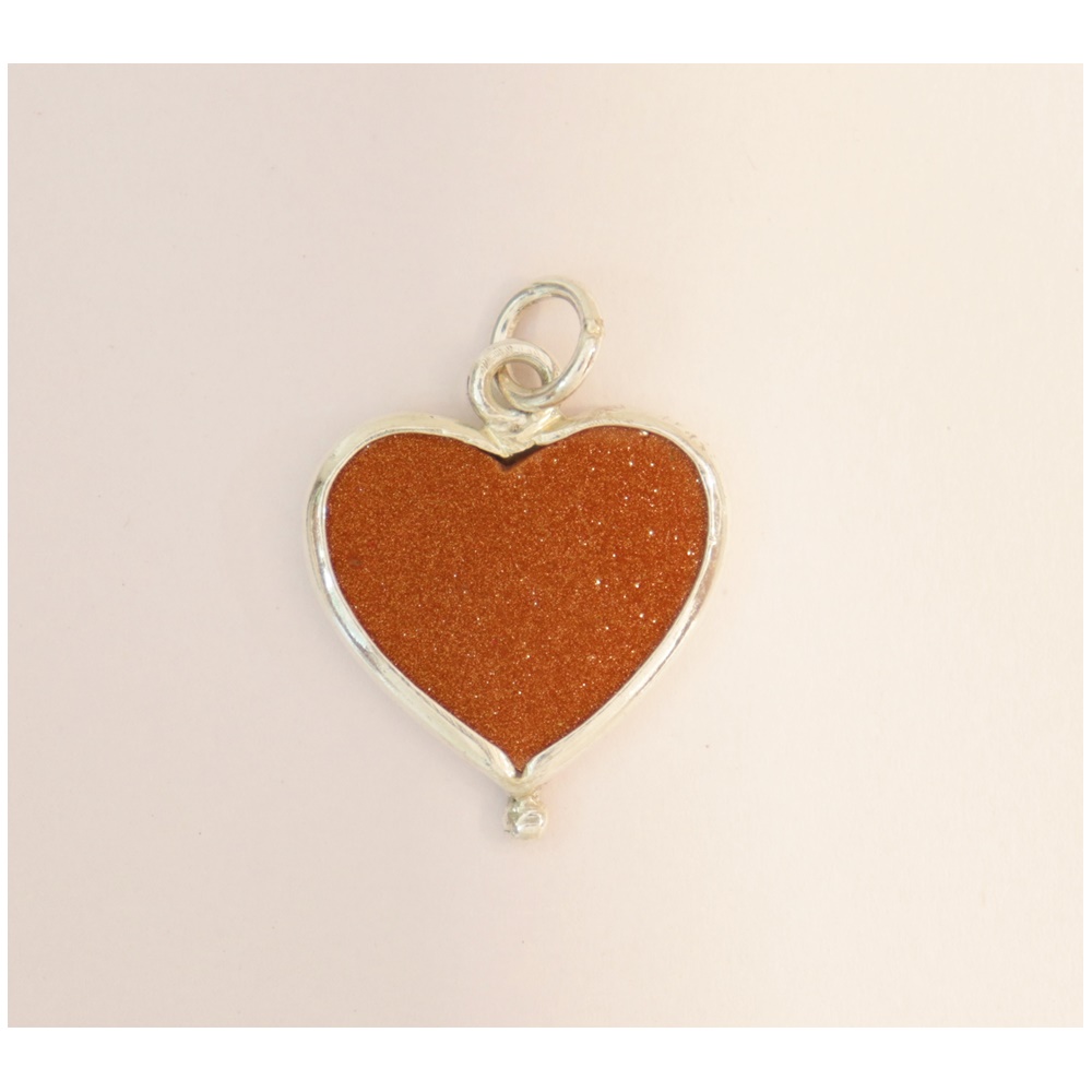 silver heart stone pendant