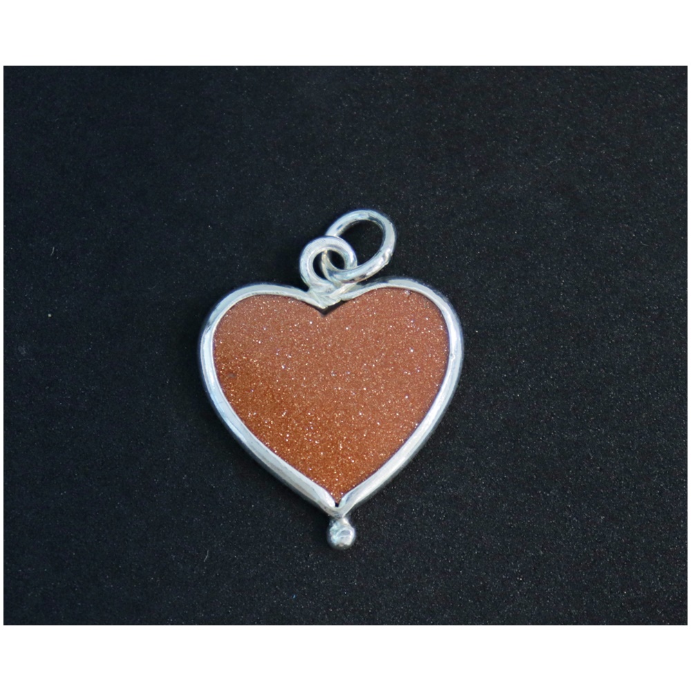 silver heart stone pendant