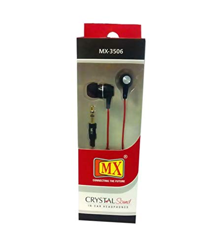 MX Black Red Crystal Clear Sound Wired Headset Without Mic