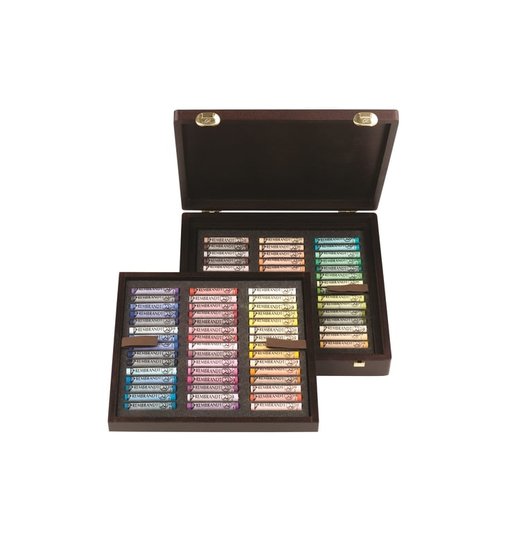 ROYAL TALENS REMBRANDT SOFT PASTEL SET, FULL PASTELS, SET OF 90 PORTRAIT COLORS IN WOODEN TRAVEL CASE ROYAL TALENS REMBRANDT SOFT PASTEL SET, FULL PASTELS, SET OF 90 PORTRAIT COLORS IN WOODEN TRAVEL CASE