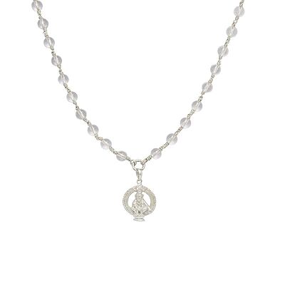 Sphatika Mala with Ayyappan (Iyyappan) Pendant – Pure Quartz Crystal Mala