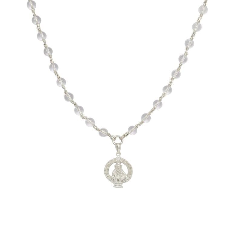 Sphatika Mala with Ayyappan (Iyyappan) Pendant – Pure Quartz Crystal Mala
