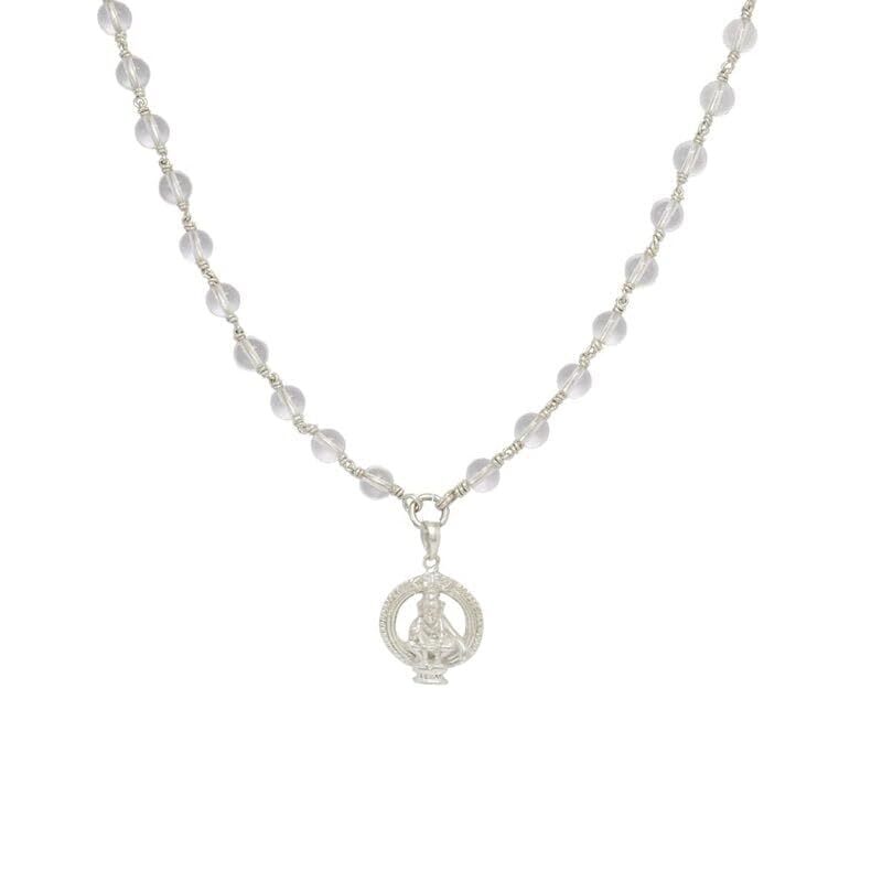 Sphatika Mala with Ayyappan (Iyyappan) Pendant – Pure Quartz Crystal Mala