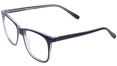 Unisex Square Spectacle Frame. Black Color Frame. Transparent ARC Lens.