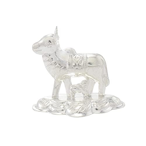 Silver Cow and Calf Idol | Komatha Statue for Pooja & Gifting