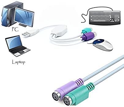 USB 2.0 Male to Dual PS/2 Female Converter ,Connector ,Adapter , Cable For Keyboard Mouse (Multicolor)