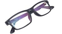 Unisex Rectangular Large Spectacle Frame. Glossy Black Color Frame. Zero Power Lens.