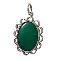 Sterling Silver Green Stone Pendant/Dollar