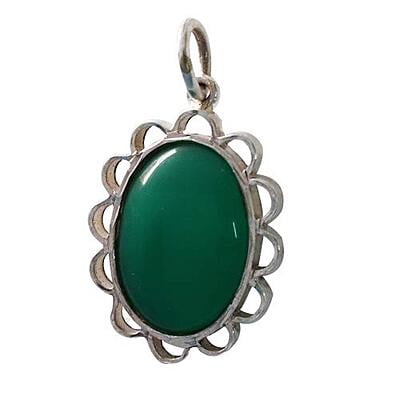 Sterling Silver Green Stone Pendant/Dollar Sterling Silver Green Stone Pendant/Dollar