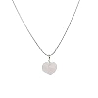 Sterling Silver Rope Chain with Quartz Heart Shape Pendant