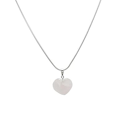 Sterling Silver Rope Chain with Quartz Heart Shape Pendant