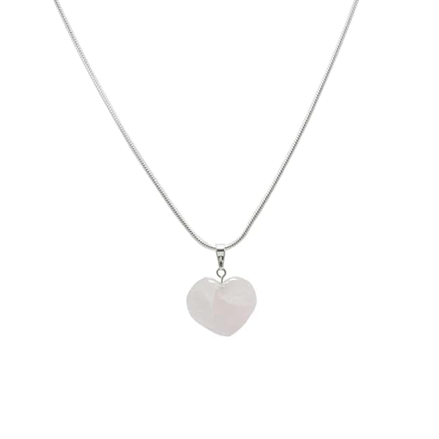 Sterling Silver Rope Chain with Quartz Heart Shape Pendant