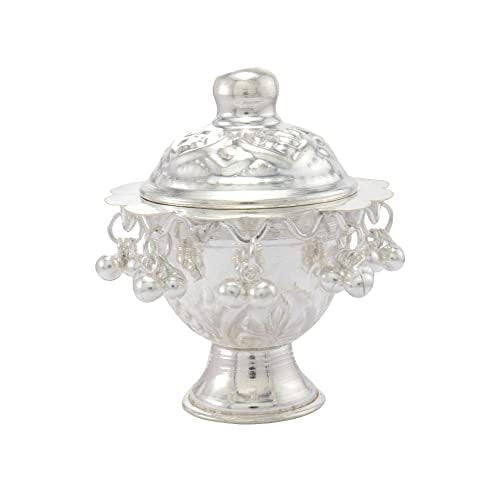 Kumkum Dabbi Silver Traditiona ghugroos haldi Sindoor Dabbi Perfect Wedding Gift (39g)