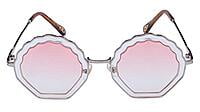Soigné Female Medium Round Sunglasses. Transparent&Pink Lens