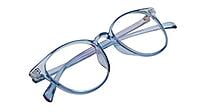 Unisex Medium Full Rim Round Spectacle Frame. Blue Frame